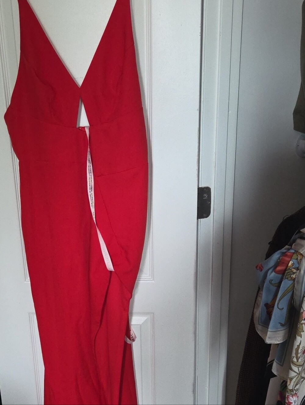 Mac Duggal Vibrant Red V-Neck Dress Jumpsuit